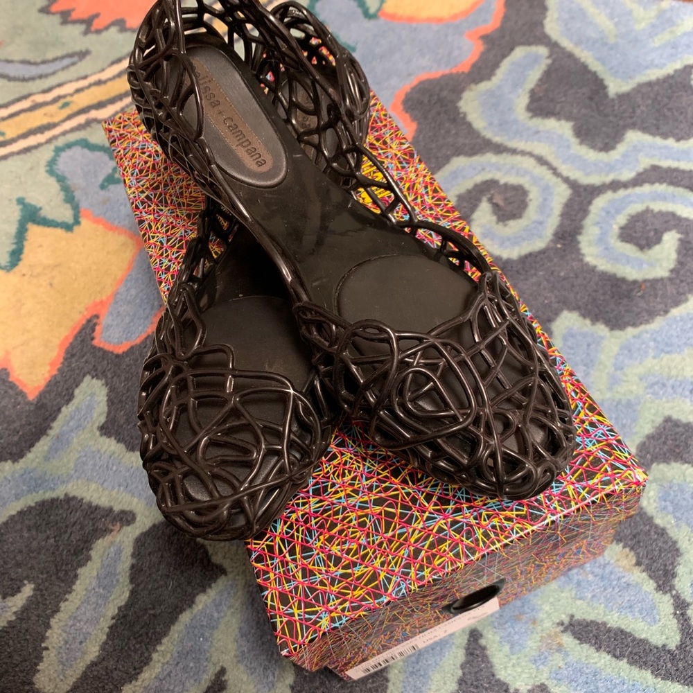 Melissa Sapatilha Campana sz 7 black jelly flats
